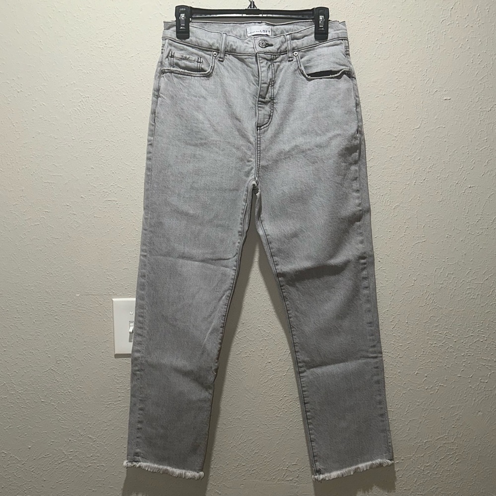 LOFT Gray Distressed Jeans